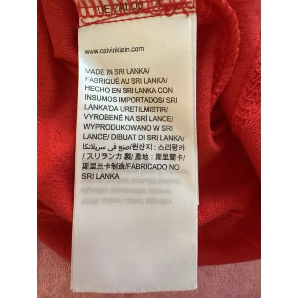 Calvin Klein Red Logo Women's XL T Shirt Summer Comfy Cozy